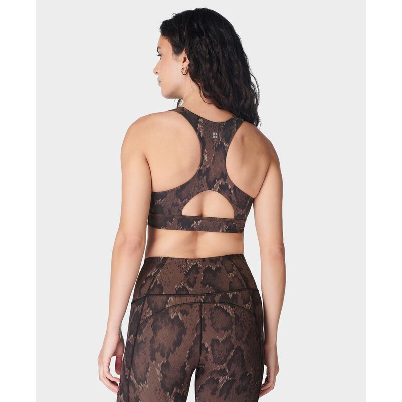 Sweaty Betty Super Soft Reversible Bra Brown Python Print Cacao Brown image number 1